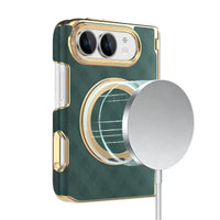 Buy Magnetic 360° Rotating Ring Stand Case with Hinge Protection, Electroplated Gold Frame & Drop-Proof Defense - ORBIS at Caseles-iPhone Ultra, Bronze