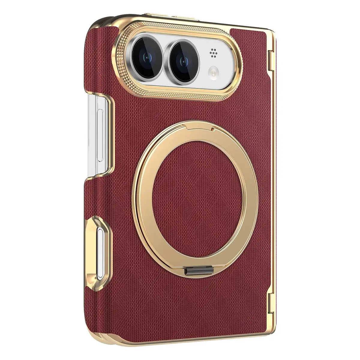 Buy Magnetic 360° Rotating Ring Stand Case with Hinge Protection, Electroplated Gold Frame & Drop-Proof Defense - ORBIS at Caseles-iPhone Ultra, Bronze