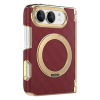 Buy Magnetic 360° Rotating Ring Stand Case with Hinge Protection, Electroplated Gold Frame & Drop-Proof Defense - ORBIS at Caseles-iPhone Ultra, Bronze