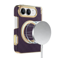 Buy Magnetic 360° Rotating Ring Stand Case with Hinge Protection, Electroplated Gold Frame & Drop-Proof Defense - ORBIS at Caseles-iPhone Ultra, Bronze
