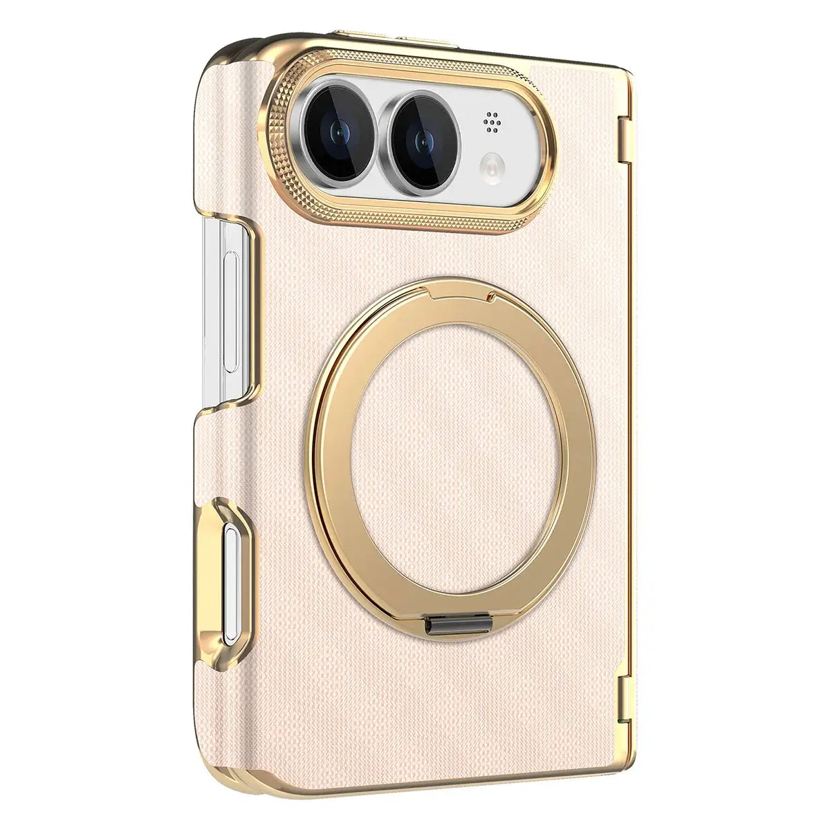 Buy Magnetic 360° Rotating Ring Stand Case with Hinge Protection, Electroplated Gold Frame & Drop-Proof Defense - ORBIS at Caseles-iPhone Ultra, Bronze