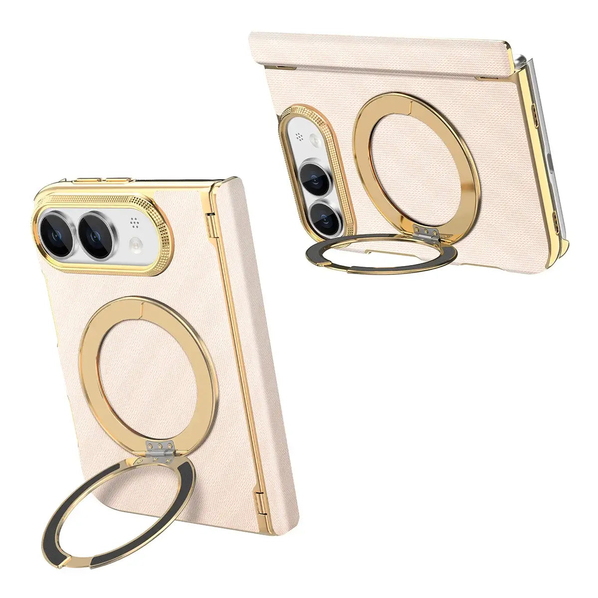 Buy Magnetic 360° Rotating Ring Stand Case with Hinge Protection, Electroplated Gold Frame & Drop-Proof Defense - ORBIS at Caseles-iPhone Ultra, Bronze