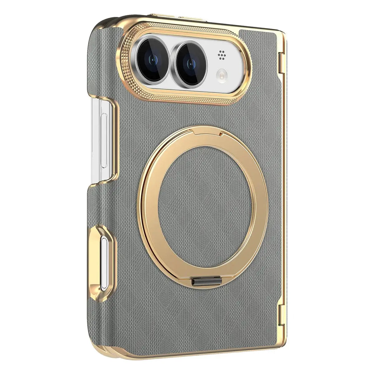 Buy Magnetic 360° Rotating Ring Stand Case with Hinge Protection, Electroplated Gold Frame & Drop-Proof Defense - ORBIS at Caseles-iPhone Ultra, Bronze