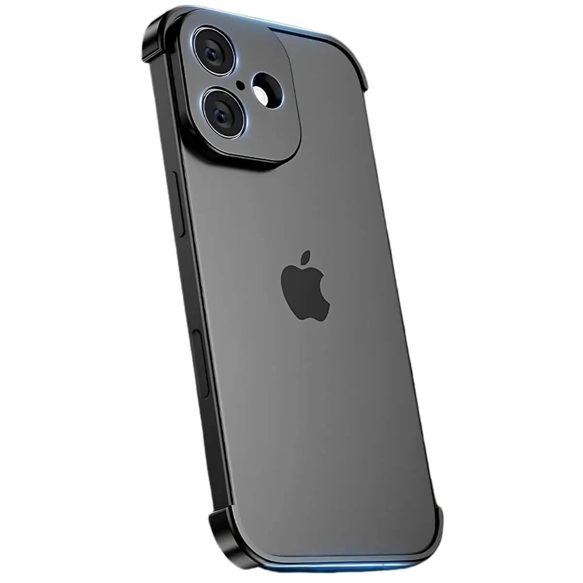 Buy Metal Corner Bumper iPhone Case, Frameless Lens Protector, EdgeGuard Protective Cover - Owen at Caseles-iPhone 17, Black