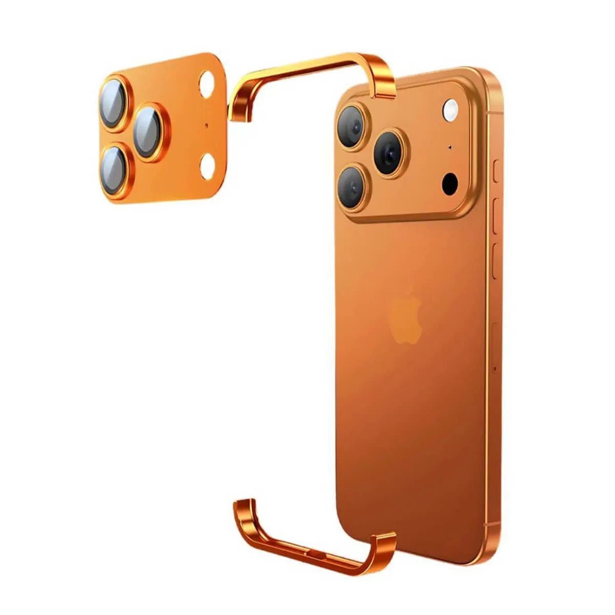 Buy Metal Corner Bumper iPhone Case, Frameless Lens Protector, EdgeGuard Protective Cover - Owen at Caseles-iPhone 17 Pro Max, Orange