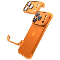 Buy Metal Corner Bumper iPhone Case, Frameless Lens Protector, EdgeGuard Protective Cover - Owen at Caseles-iPhone 17 Pro Max, Orange