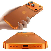 Buy Metal Corner Bumper iPhone Case, Frameless Lens Protector, EdgeGuard Protective Cover - Owen at Caseles-iPhone 17 Pro Max, Orange