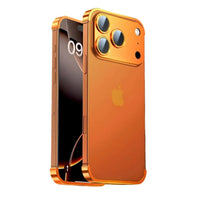 Buy Metal Corner Bumper iPhone Case, Frameless Lens Protector, EdgeGuard Protective Cover - Owen at Caseles-iPhone 17 Pro Max, Orange