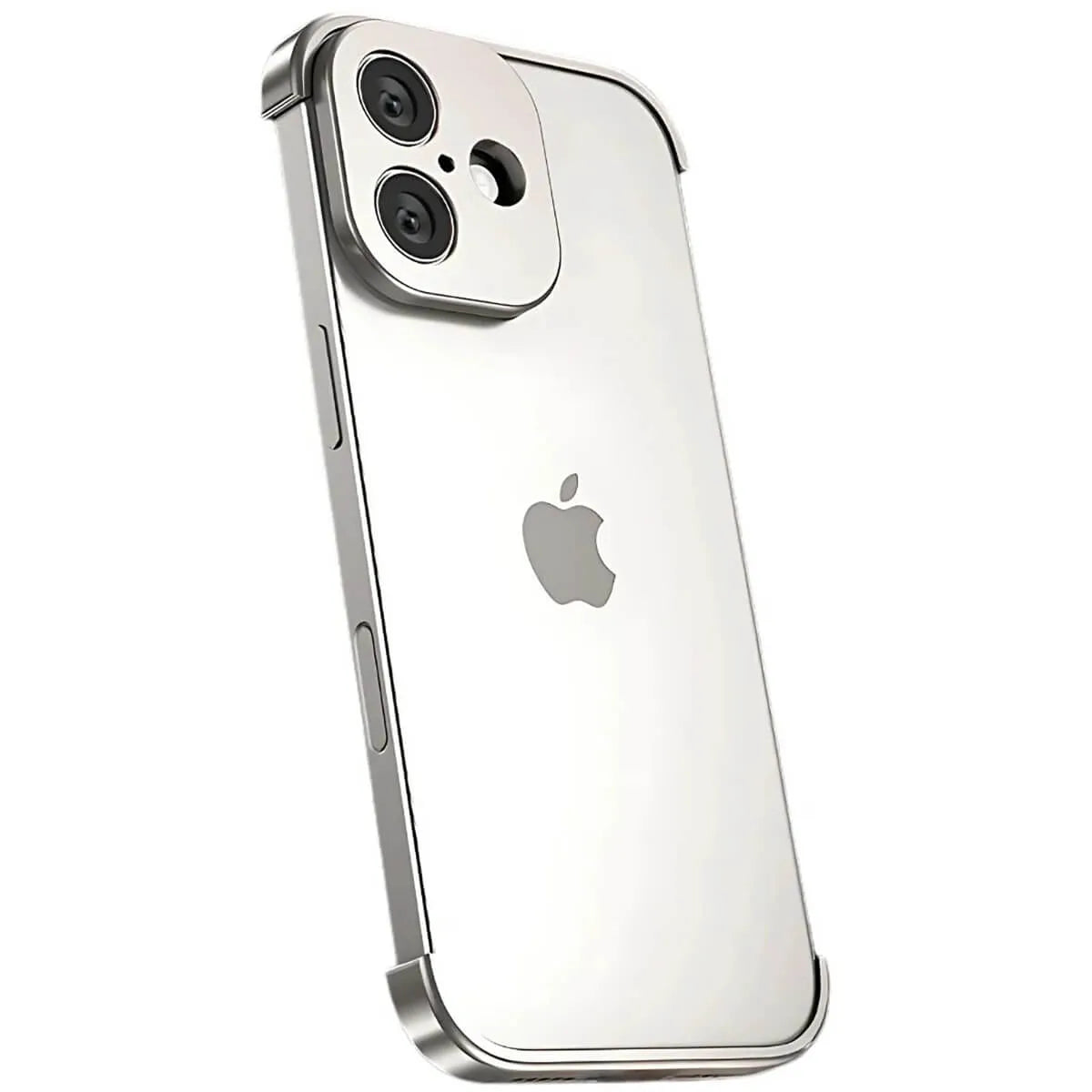 Buy Metal Corner Bumper iPhone Case, Frameless Lens Protector, EdgeGuard Protective Cover - Owen at Caseles-iPhone 17, Silver