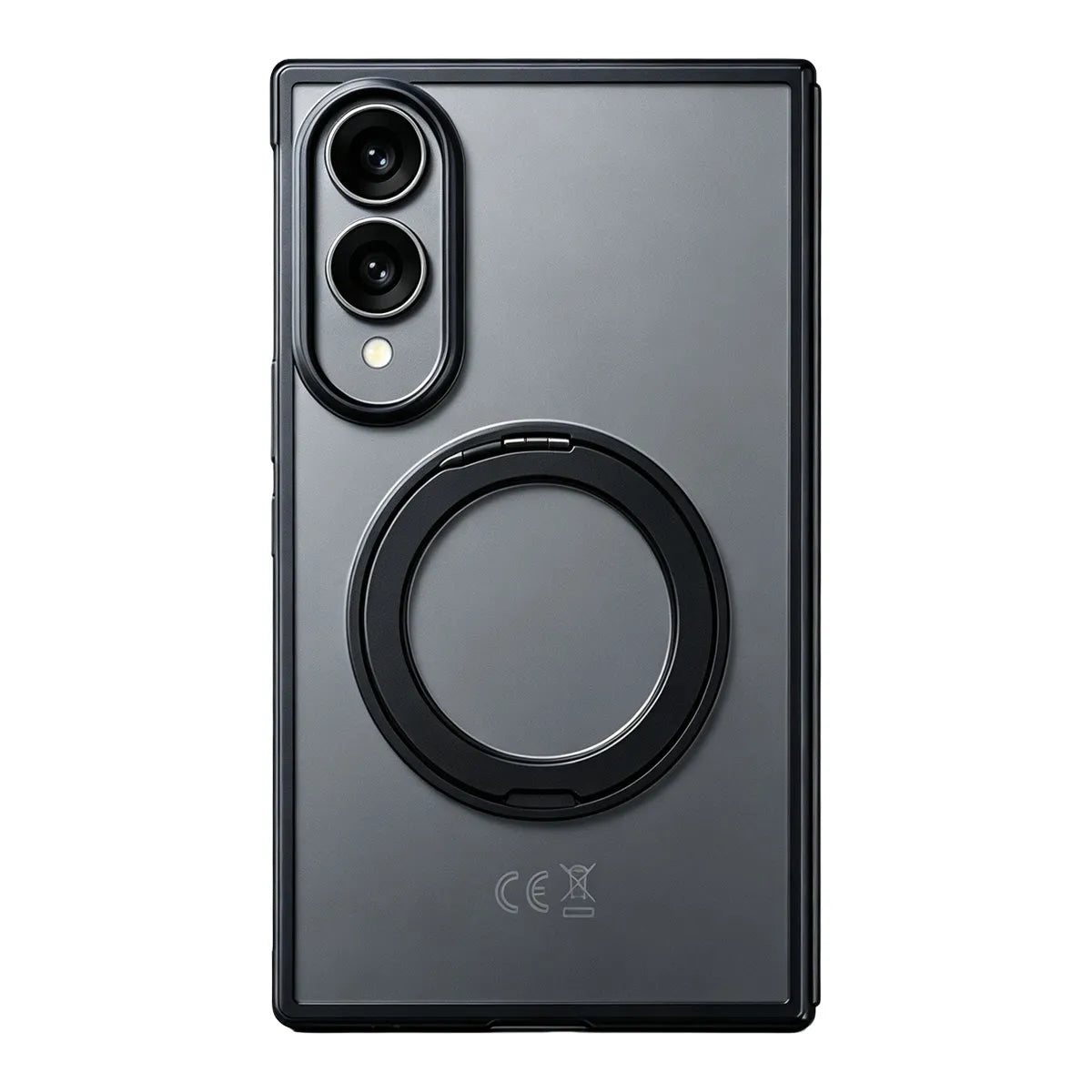 Buy Anti-Yellowing Transparent Case with 360° Rotating Magnetic Ring Stand, Built-In Screen Shield & Lens Defense - Owen at Caseles-Samsung Galaxy Z Fold 8, Black