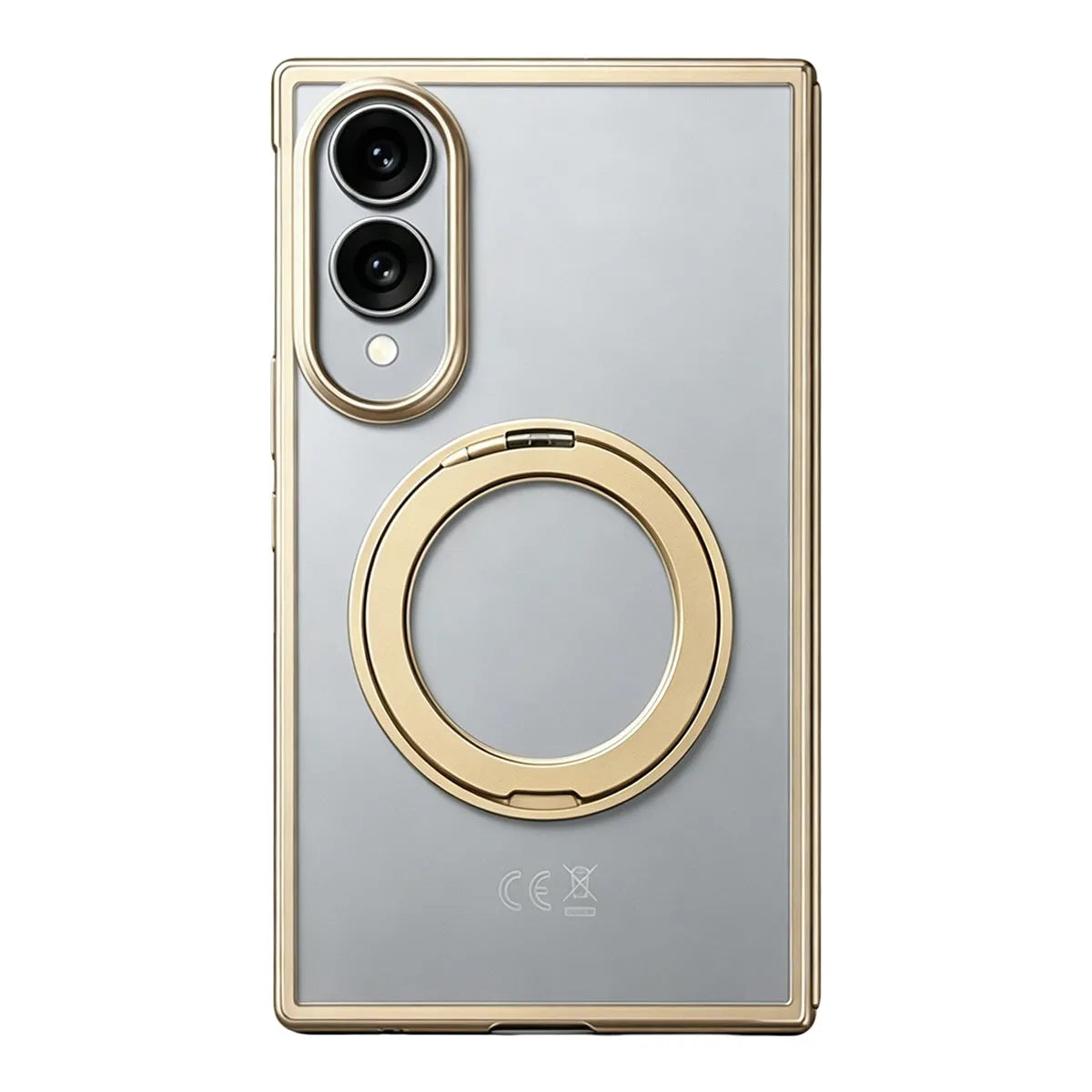 Buy Anti-Yellowing Transparent Case with 360° Rotating Magnetic Ring Stand, Built-In Screen Shield & Lens Defense - Owen at Caseles-Samsung Galaxy Z Fold 8, Gold