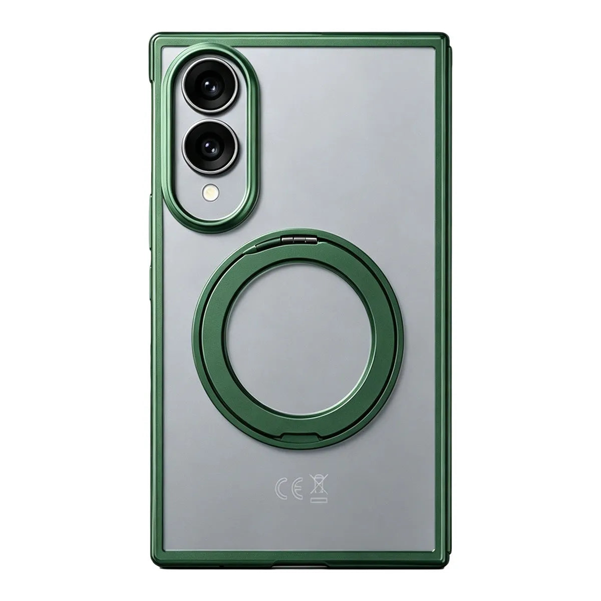 Buy Anti-Yellowing Transparent Case with 360° Rotating Magnetic Ring Stand, Built-In Screen Shield & Lens Defense - Owen at Caseles-Samsung Galaxy Z Fold 8, Green