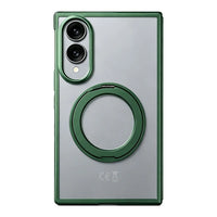 Buy Anti-Yellowing Transparent Case with 360° Rotating Magnetic Ring Stand, Built-In Screen Shield & Lens Defense - Owen at Caseles-Samsung Galaxy Z Fold 8, Green