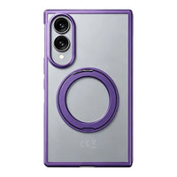 Buy Anti-Yellowing Transparent Case with 360° Rotating Magnetic Ring Stand, Built-In Screen Shield & Lens Defense - Owen at Caseles-Samsung Galaxy Z Fold 8, Purple