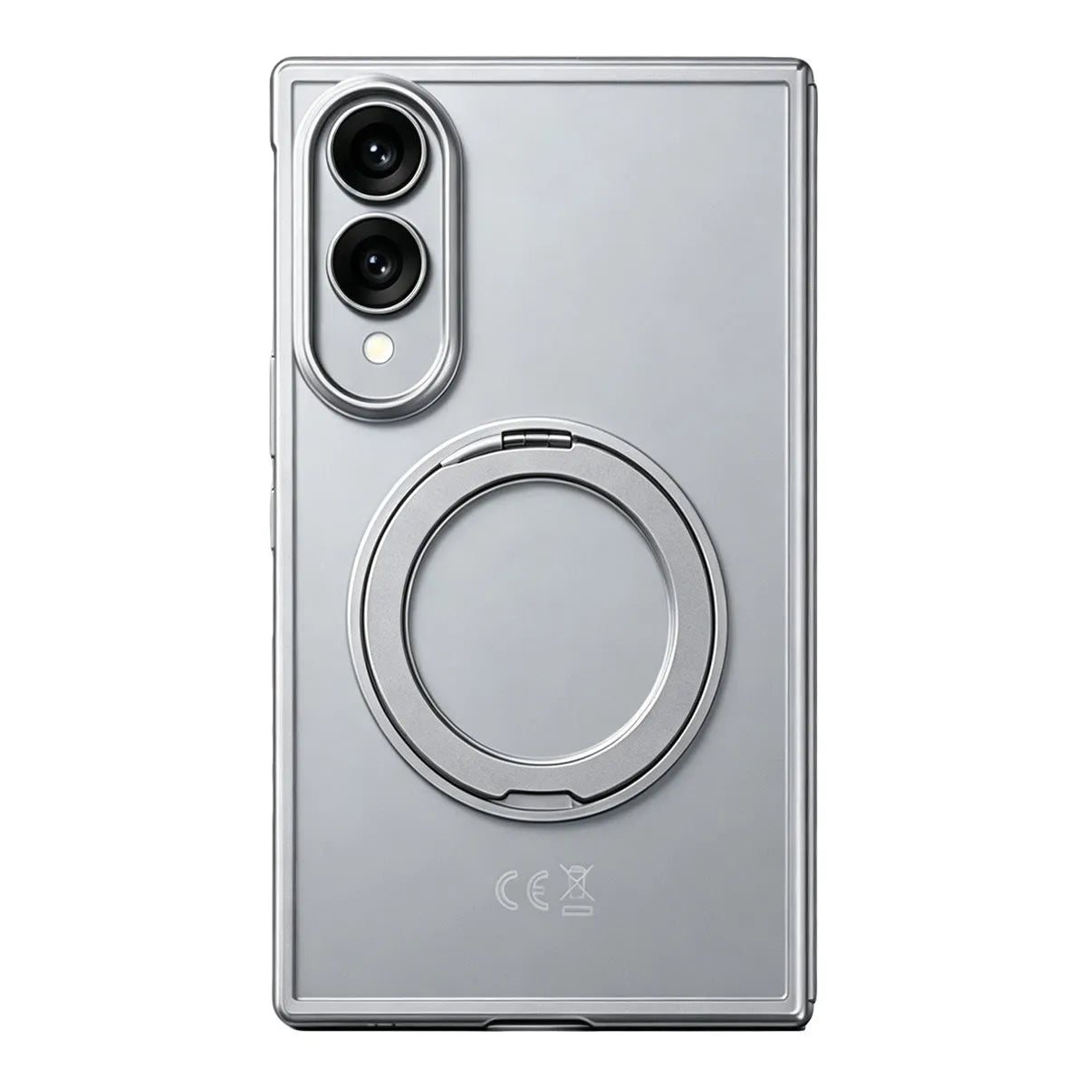 Buy Anti-Yellowing Transparent Case with 360° Rotating Magnetic Ring Stand, Built-In Screen Shield & Lens Defense - Owen at Caseles-Samsung Galaxy Z Fold 8, Silver