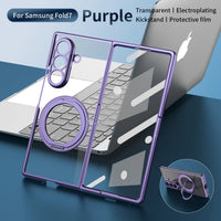 Buy Anti-Yellowing Transparent Case with 360° Rotating Magnetic Ring Stand, Built-In Screen Shield & Lens Defense - Owen at Caseles-Samsung Galaxy Z Fold 8 Ultra, Black