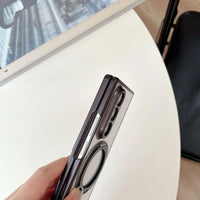 Buy Anti-Yellowing Transparent Case with 360° Rotating Magnetic Ring Stand, Built-In Screen Shield & Lens Defense - Owen at Caseles-Samsung Galaxy Z Fold 8 Ultra, Black