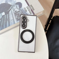 Buy Anti-Yellowing Transparent Case with 360° Rotating Magnetic Ring Stand, Built-In Screen Shield & Lens Defense - Owen at Caseles-Samsung Galaxy Z Fold 8 Ultra, Black