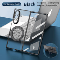 Buy Anti-Yellowing Transparent Case with 360° Rotating Magnetic Ring Stand, Built-In Screen Shield & Lens Defense - Owen at Caseles-Samsung Galaxy Z Fold 8 Ultra, Black