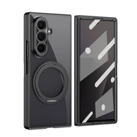 Buy Anti-Yellowing Transparent Case with 360° Rotating Magnetic Ring Stand, Built-In Screen Shield & Lens Defense - Owen at Caseles-Samsung Galaxy Z Fold 8 Ultra, Black