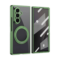 Buy Anti-Yellowing Transparent Case with 360° Rotating Magnetic Ring Stand, Built-In Screen Shield & Lens Defense - Owen at Caseles-Samsung Galaxy Z Fold 8 Ultra, Green