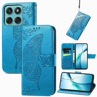 Buy Wallet Case for Motorola, Leather Flip Cover with Card Slots, Wrist Strap, Butterfly Embossed Design, Stand Feature - PENNY at Caseles-Motorola Edge+ (2025), Blue