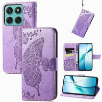 Buy Wallet Case for Motorola, Leather Flip Cover with Card Slots, Wrist Strap, Butterfly Embossed Design, Stand Feature - PENNY at Caseles-Motorola Edge+ (2025), Light Purple