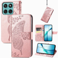 Buy Wallet Case for Motorola, Leather Flip Cover with Card Slots, Wrist Strap, Butterfly Embossed Design, Stand Feature - PENNY at Caseles-Motorola Edge+ (2025), Rose Gold