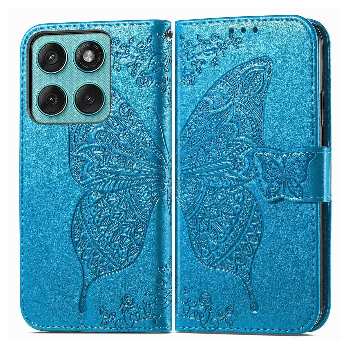 Buy Wallet Case for Motorola, Leather Flip Cover with Card Slots, Wrist Strap, Butterfly Embossed Design, Stand Feature - PENNY at Caseles-Motorola Edge (2026), Rose Gold