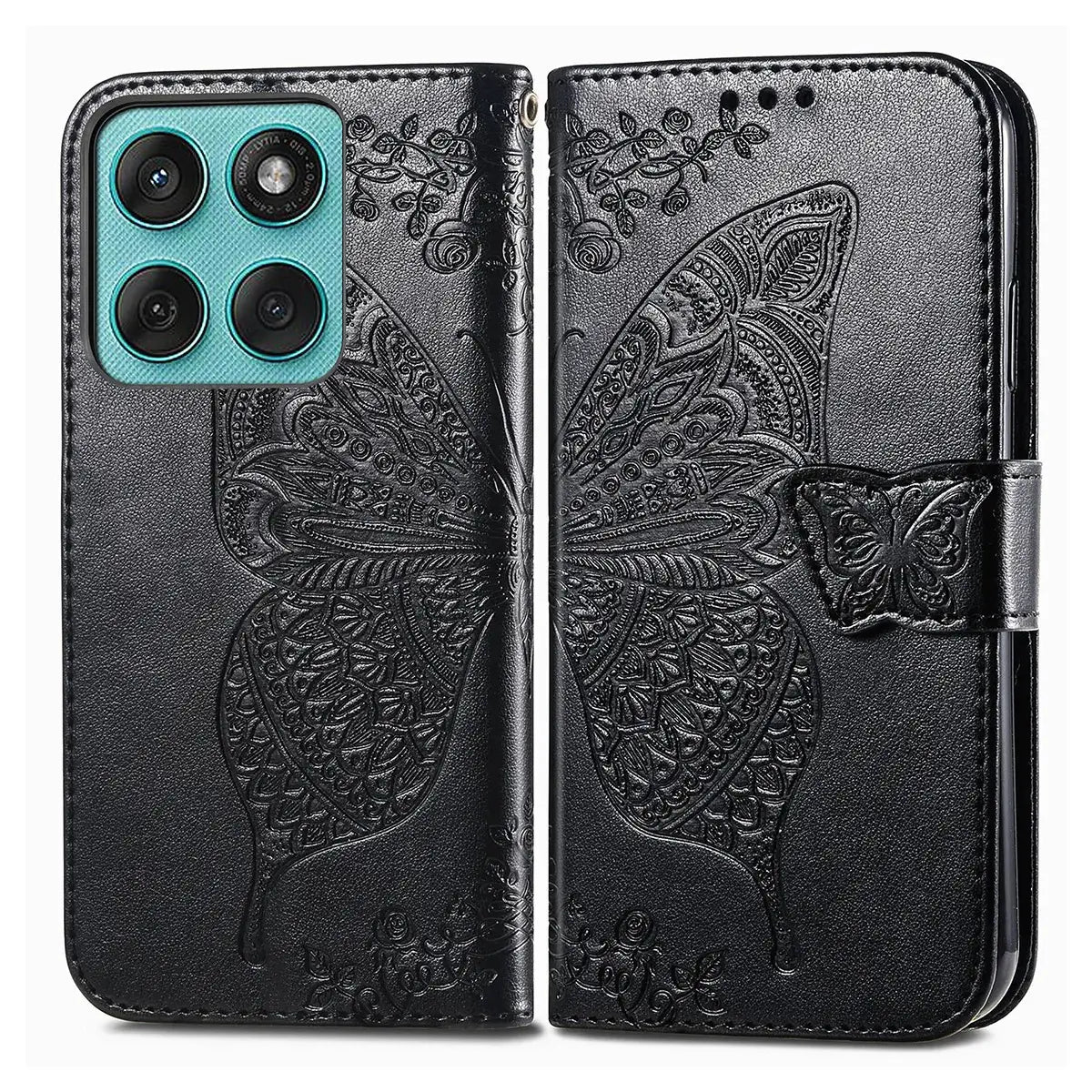 Buy Wallet Case for Motorola, Leather Flip Cover with Card Slots, Wrist Strap, Butterfly Embossed Design, Stand Feature - PENNY at Caseles-Motorola Edge (2026), Rose Gold