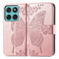 Buy Wallet Case for Motorola, Leather Flip Cover with Card Slots, Wrist Strap, Butterfly Embossed Design, Stand Feature - PENNY at Caseles-Motorola Edge (2026), Rose Gold