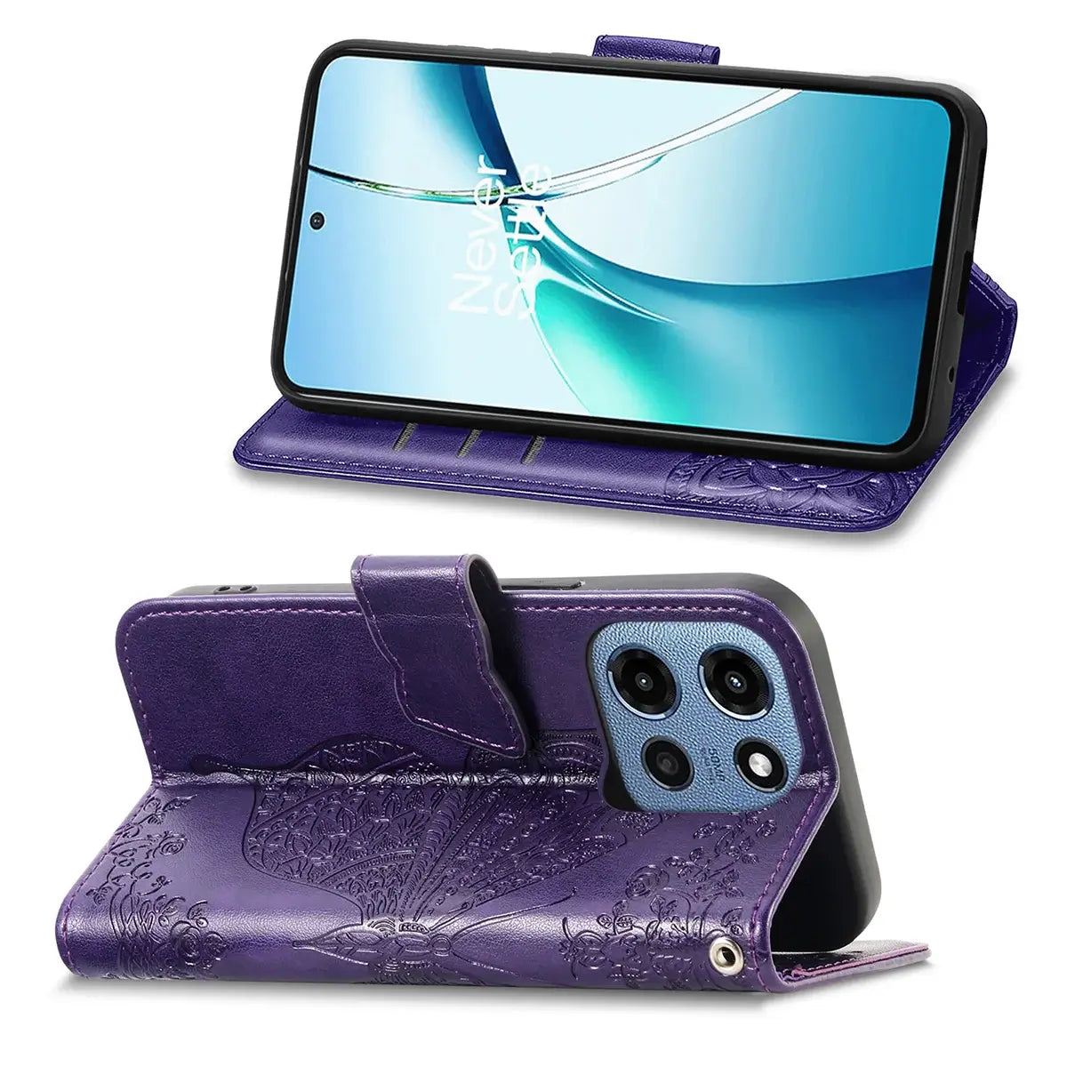 Buy Wallet Case for Motorola, Leather Flip Cover with Card Slots, Wrist Strap, Butterfly Embossed Design, Stand Feature - PENNY at Caseles-Motorola Edge (2026), Rose Gold