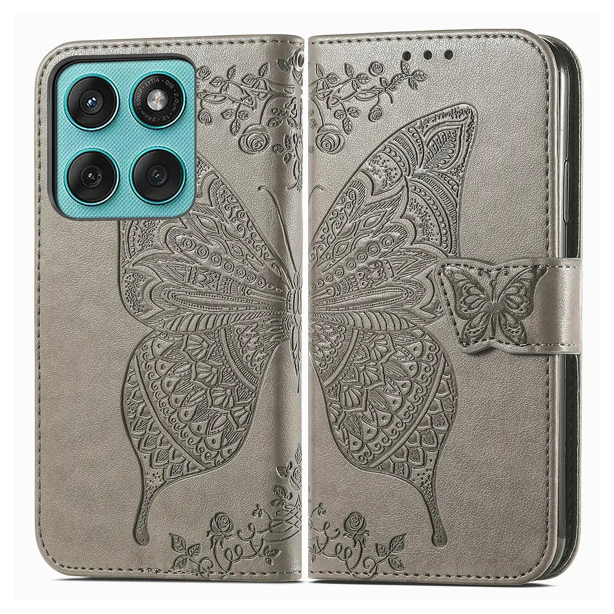 Buy Wallet Case for Motorola, Leather Flip Cover with Card Slots, Wrist Strap, Butterfly Embossed Design, Stand Feature - PENNY at Caseles-Motorola Edge (2026), Rose Gold