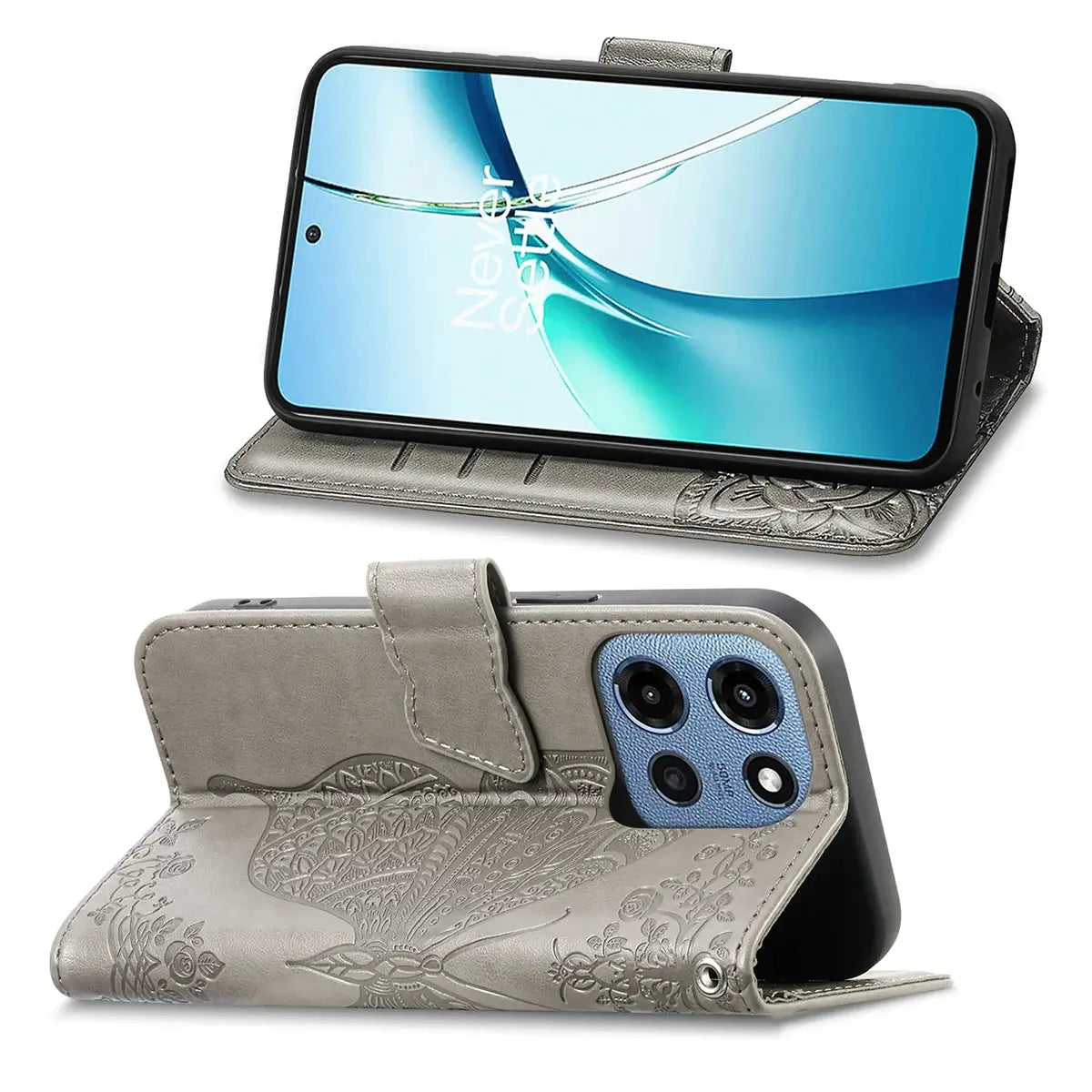 Buy Wallet Case for Motorola, Leather Flip Cover with Card Slots, Wrist Strap, Butterfly Embossed Design, Stand Feature - PENNY at Caseles-Motorola Edge (2026), Rose Gold