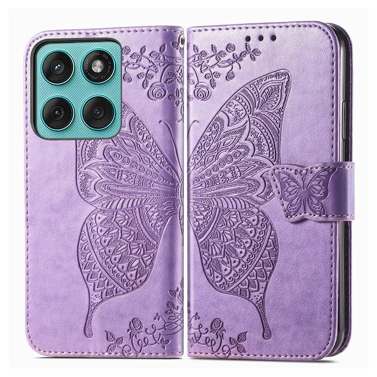 Buy Wallet Case for Motorola, Leather Flip Cover with Card Slots, Wrist Strap, Butterfly Embossed Design, Stand Feature - PENNY at Caseles-Motorola Edge (2026), Rose Gold