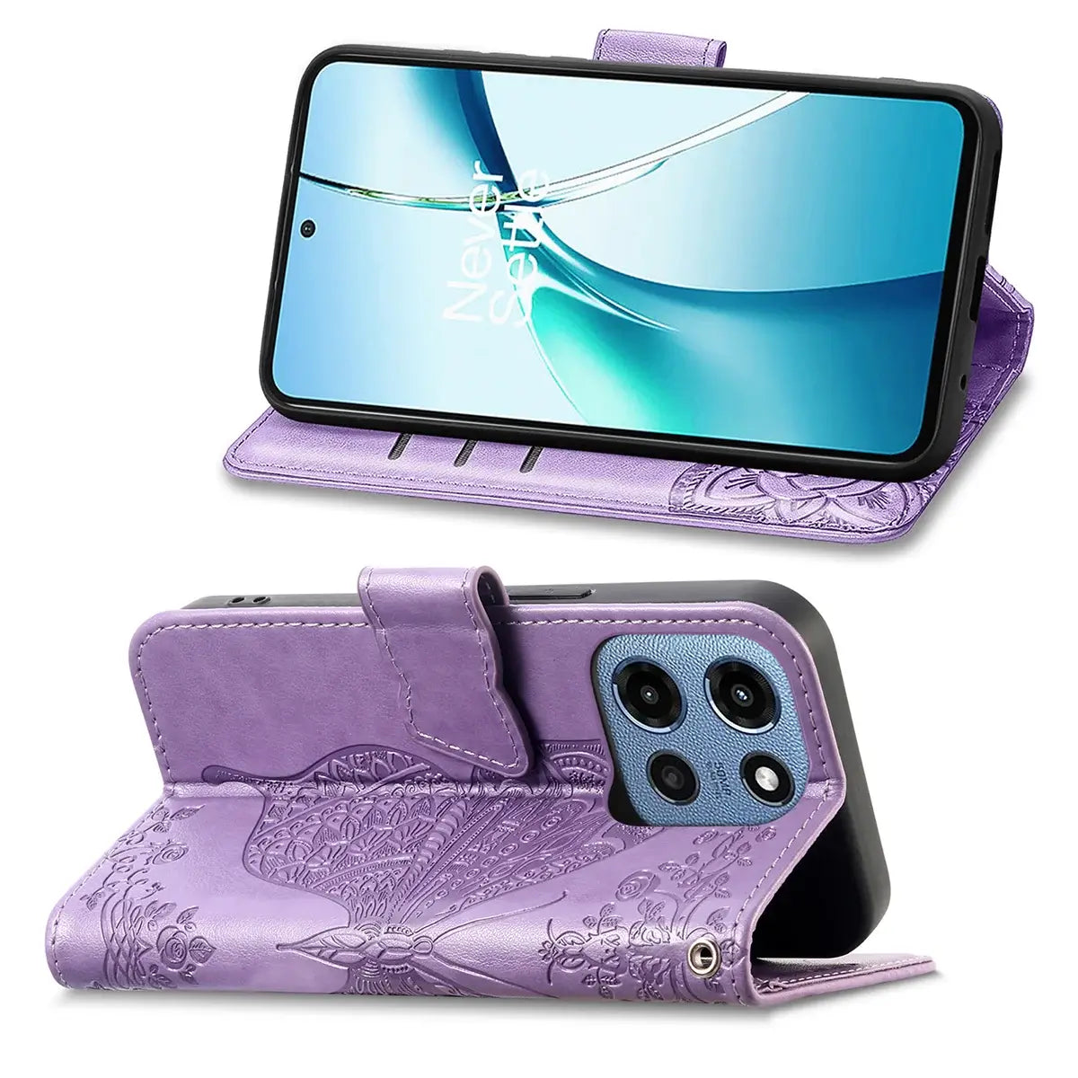 Buy Wallet Case for Motorola, Leather Flip Cover with Card Slots, Wrist Strap, Butterfly Embossed Design, Stand Feature - PENNY at Caseles-Motorola Edge (2026), Rose Gold