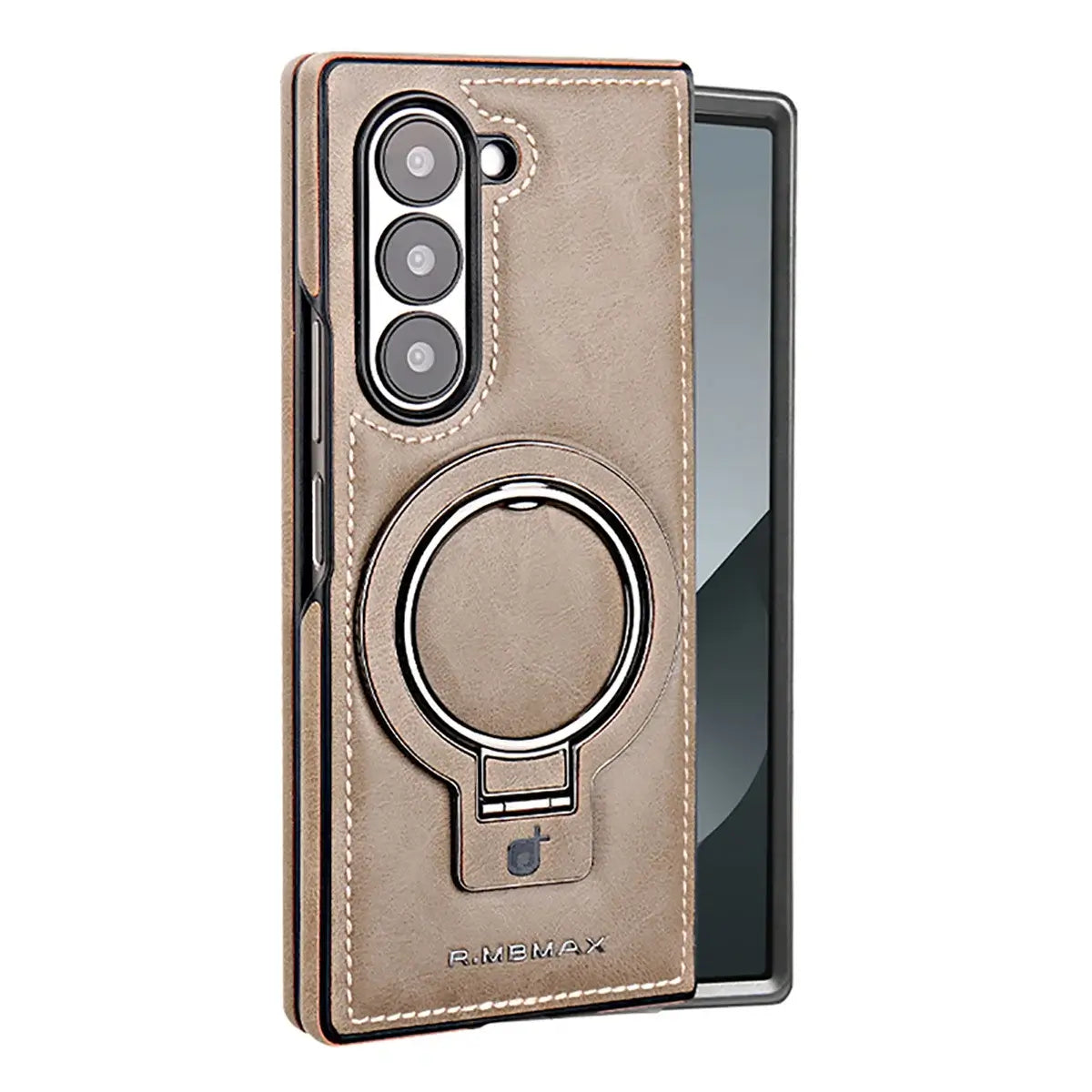 Buy Luxury Leather Magnetic Case for Samsung Z Fold Series, Built-in Invisible Stand, Premium Phone Cover - PHAROS at Caseles-Samsung Galaxy Z Fold 7, Beige