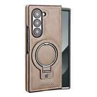 Buy Luxury Leather Magnetic Case for Samsung Z Fold Series, Built-in Invisible Stand, Premium Phone Cover - PHAROS at Caseles-Samsung Galaxy Z Fold 7, Beige