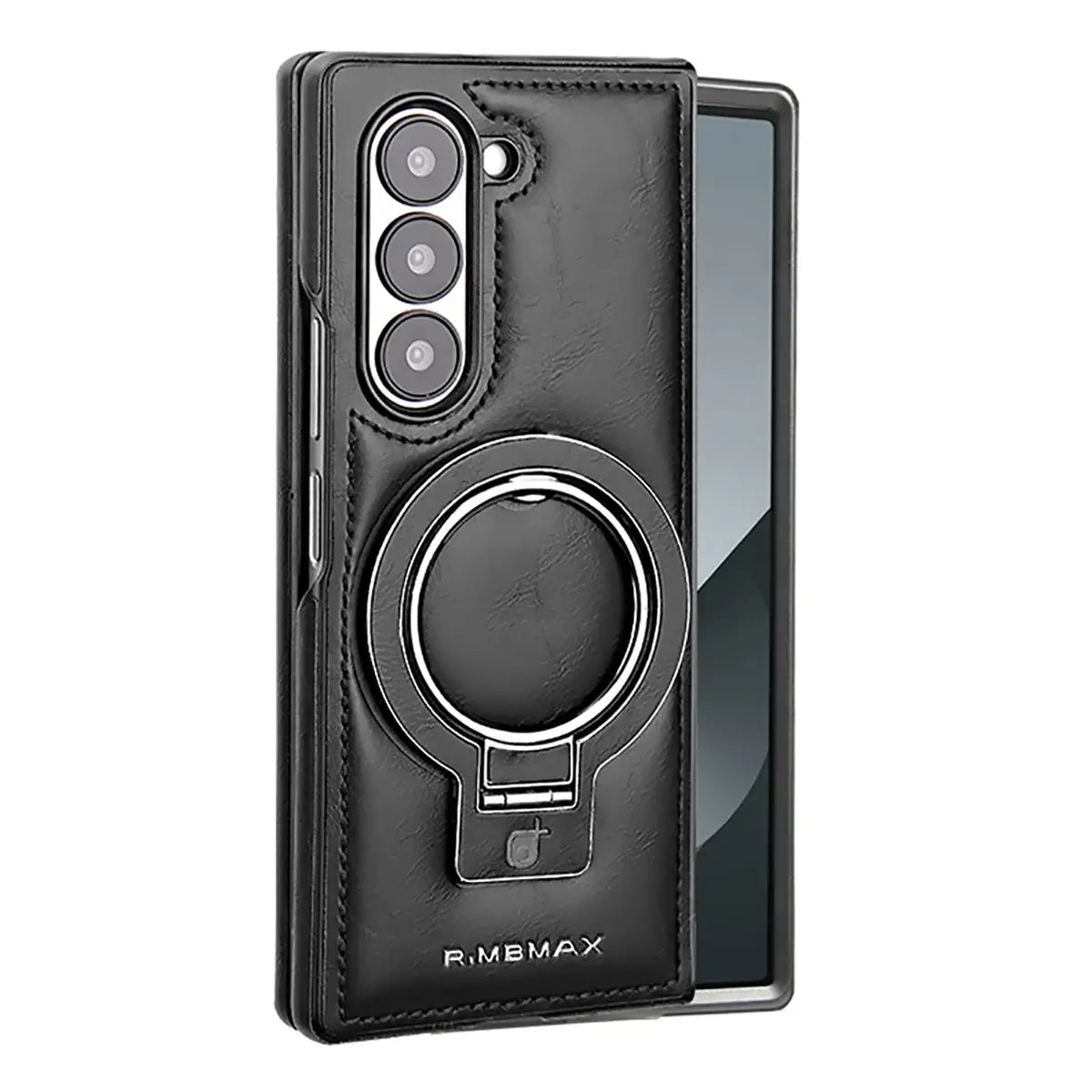 Buy Luxury Leather Magnetic Case for Samsung Z Fold Series, Built-in Invisible Stand, Premium Phone Cover - PHAROS at Caseles-Samsung Galaxy Z Fold 7, Black