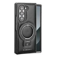 Buy Luxury Leather Magnetic Case for Samsung Z Fold Series, Built-in Invisible Stand, Premium Phone Cover - PHAROS at Caseles-Samsung Galaxy Z Fold 7, Black