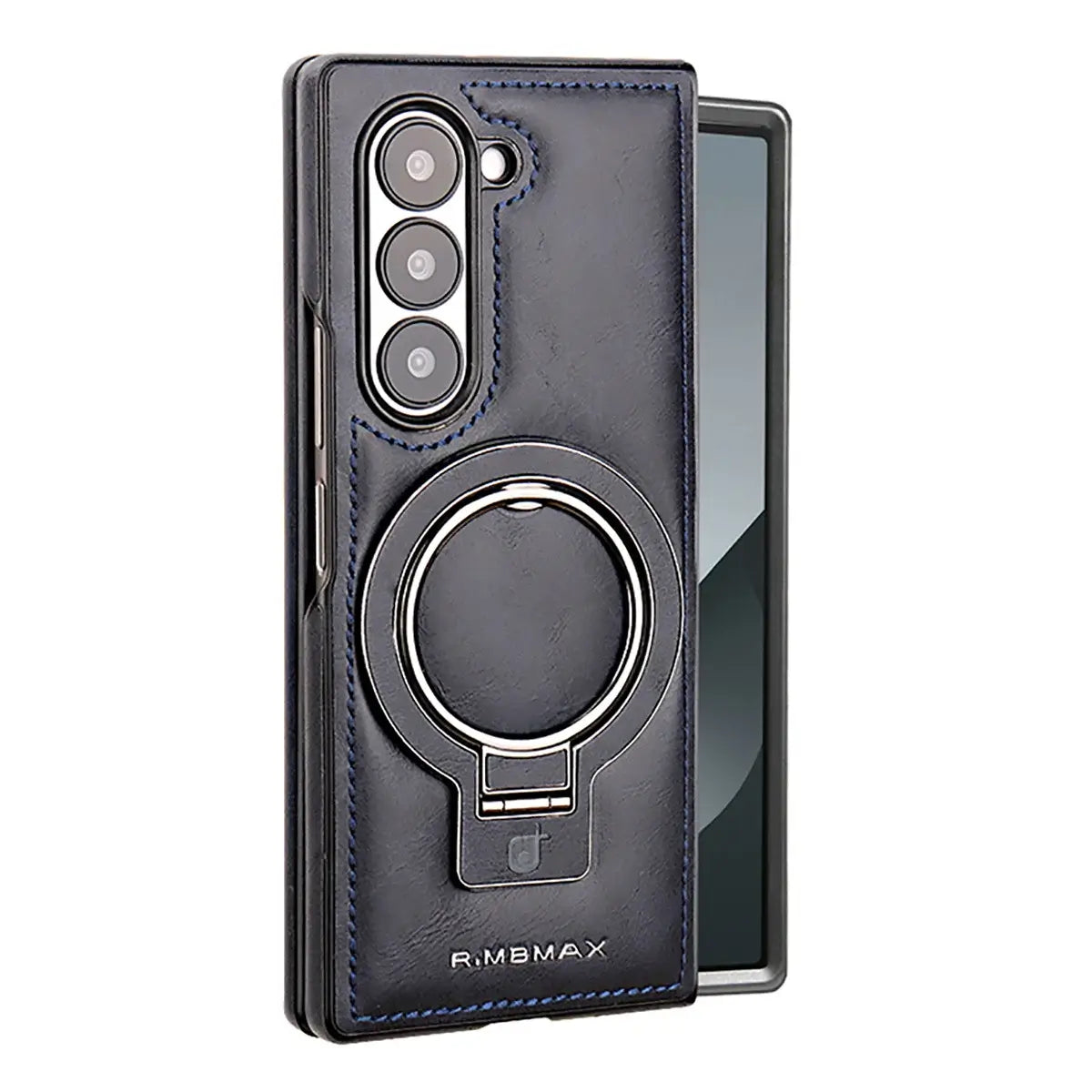 Buy Luxury Leather Magnetic Case for Samsung Z Fold Series, Built-in Invisible Stand, Premium Phone Cover - PHAROS at Caseles-Samsung Galaxy Z Fold 7, Blue