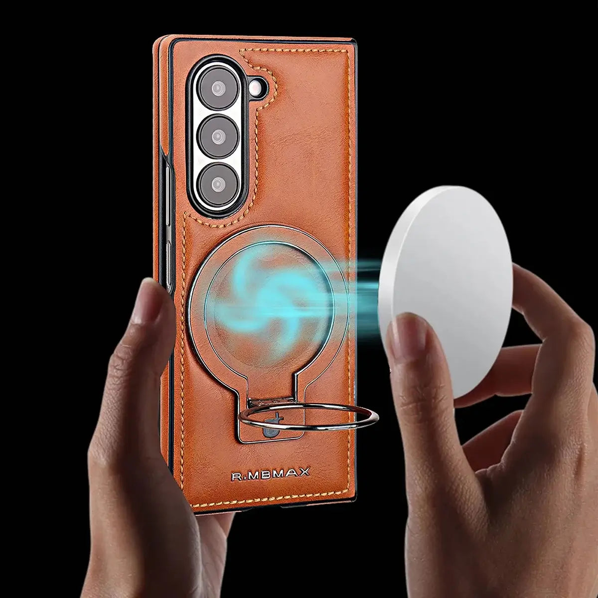 Buy Luxury Leather Magnetic Case for Samsung Z Fold Series, Built-in Invisible Stand, Premium Phone Cover - PHAROS at Caseles-Samsung Galaxy Z Fold 7, Bronze