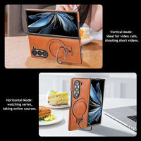 Buy Luxury Leather Magnetic Case for Samsung Z Fold Series, Built-in Invisible Stand, Premium Phone Cover - PHAROS at Caseles-Samsung Galaxy Z Fold 7, Bronze