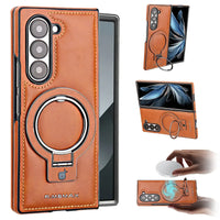 Buy Luxury Leather Magnetic Case for Samsung Z Fold Series, Built-in Invisible Stand, Premium Phone Cover - PHAROS at Caseles-Samsung Galaxy Z Fold 7, Bronze