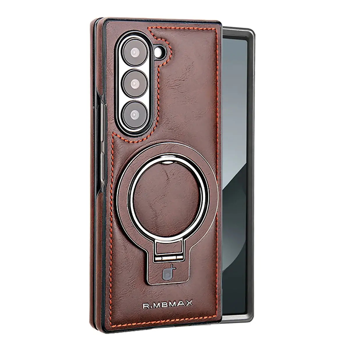 Buy Luxury Leather Magnetic Case for Samsung Z Fold Series, Built-in Invisible Stand, Premium Phone Cover - PHAROS at Caseles-Samsung Galaxy Z Fold 7, Brown