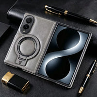 Buy Luxury Leather Magnetic Case for Samsung Z Fold Series, Built-in Invisible Stand, Premium Phone Cover - PHAROS at Caseles-Samsung Galaxy Z Fold 8, Beige