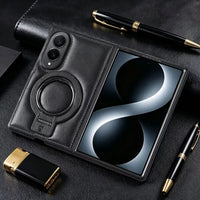Buy Luxury Leather Magnetic Case for Samsung Z Fold Series, Built-in Invisible Stand, Premium Phone Cover - PHAROS at Caseles-Samsung Galaxy Z Fold 8, Black