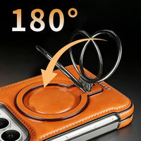Buy Premium Leather MagSafe Case with Spring Hinge & Built-in Stand - PHEDRA at Caseles-iPhone Duo, Bronze