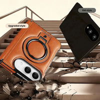 Buy Premium Leather MagSafe Case with Spring Hinge & Built-in Stand - PHEDRA at Caseles-iPhone Duo, Bronze