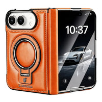 Buy Premium Leather MagSafe Case with Spring Hinge & Built-in Stand - PHEDRA at Caseles-iPhone Duo, Bronze